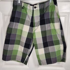 Ocean Current Green and Black Flat Front Shorts